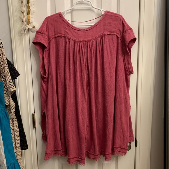 Free People Pink Aster Henley Top - Picture 7 of 8